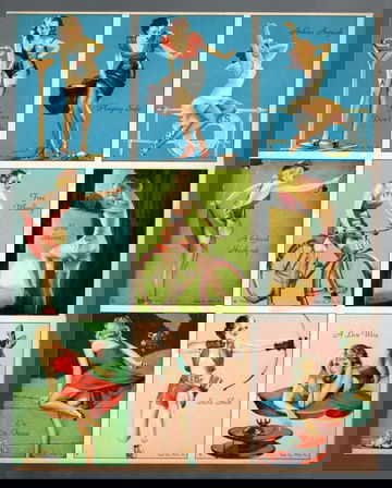 1944 Gum Inc. American Beauties Non Sport Cards Uncut Sheet 9 Ea. Sheet D