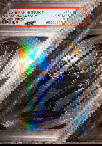 Lamar jackson select silver prizm rookie psa 10