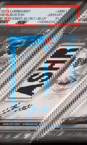 2023 Topps Luminaries Byron Buxton HR Kings Blue Auto Relic /10 PSA Slab POP 1