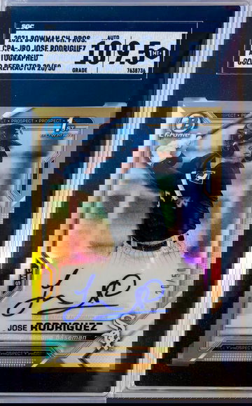 2021 Bowman Chrome Jose Rodriguez Gold Auto /50 SGC 9.5 Auto 10