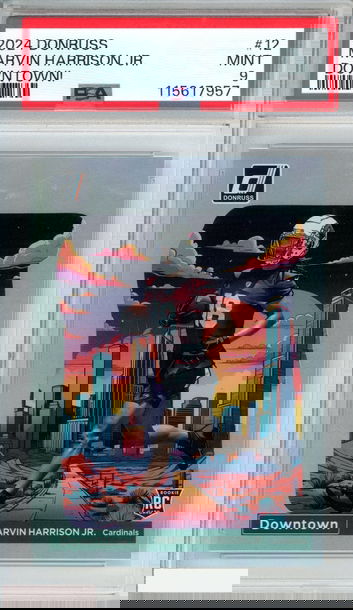 2024 PANINI DONRUSS DOWNTOWN! MARVIN HARRISON JR #12 ROOKIE RC PSA 9 MINT
