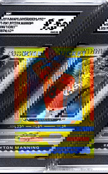 2019 Contenders Optic Peyton Manning Winning Ticket Gold /10 SGC 9.5