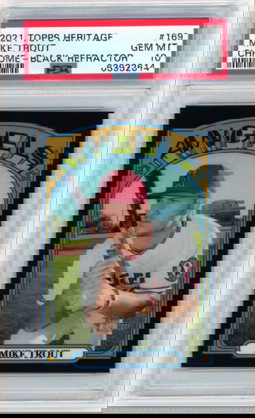 2021 Topps Heritage Chrome #169 Mike Trout BLACK Refractor PSA 10 GEM MINT!