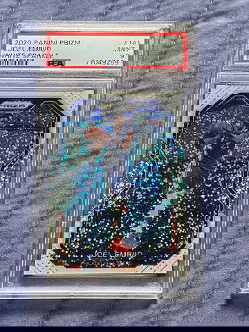 Joel Embiid PSA MINT 9 - 2020-21 Panini Prizm White Sparkle - #141 76ers 