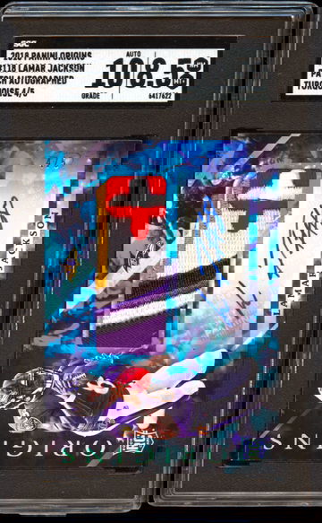 2018 Panini Origins Lamar Jackson Turquoise Rookie Patch Auto RPA #/5 SGC 8.5/10