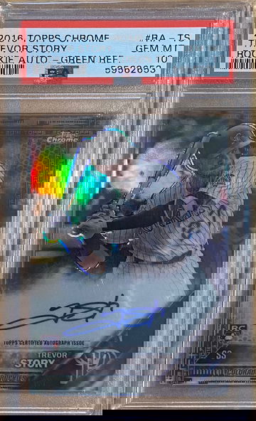 Trevor Story 2016 Topps Chrome Green Refractor Auto RC Rookie /99 PSA 10 Gem!