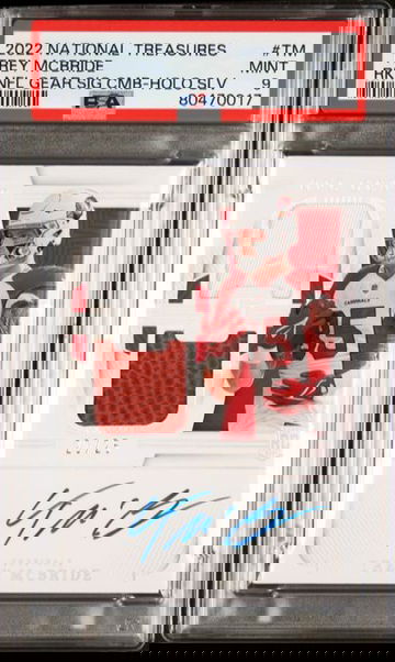 2022 National Treasures Trey McBride Rookie NFL Gear Signature Combo Holo Silver #TM PSA 9 [FT-2C.11]