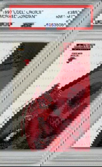 1997 UPPER DECK COLLECTOR'S CHOICE #385 MICHAEL JORDAN CARD BULLS PSA 8 LOW POP