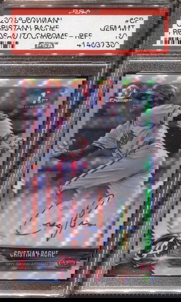 CHRISTIAN PACHE PSA 10 2018 BOWMAN CHROME REFRACTOR AUTO AUTOGRAPH /499 BRAVES