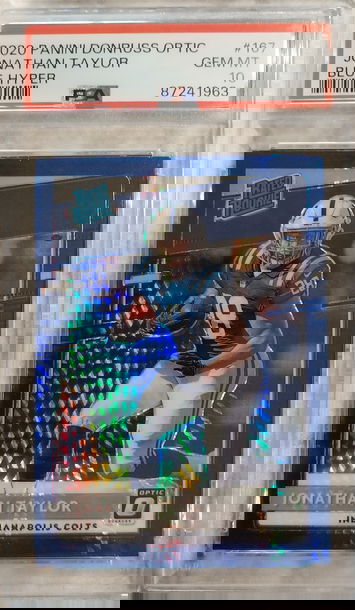 2020 Panini Donruss Optic Jonathan Taylor Blue Hyper Psa 10 Gem Mint 