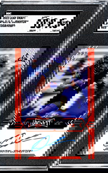 2022 Leaf Draft QUENTIN JOHNSTON Autograph RED #BA-QJ1 ROOKIE Auto TCU Chargers