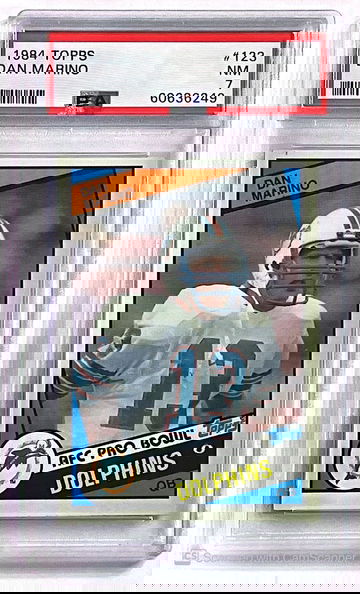 1984 Topps Football #123 Dan Marino Rookie Card PSA 7 NM Miami Dolphins