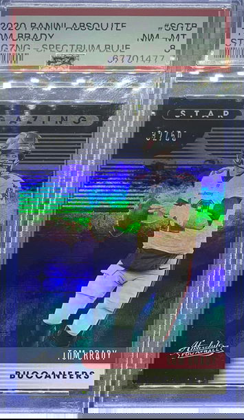 2020 Panini Absolute Tom Brady Star Gazing Blue /50 PSA 8 NM-MT Buccaneers SP