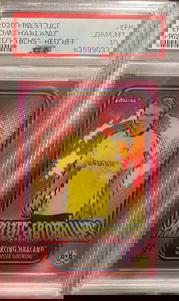 2020 Topps Finest UCL Erling Haaland Prized Footballers Red Refractor - 1/5 - PSA 10