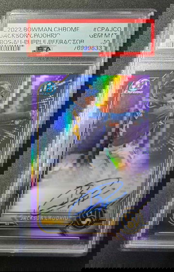2022 Bowman Chrome Purple Auto Refractor #13/250 Jackson Chourio PSA 10