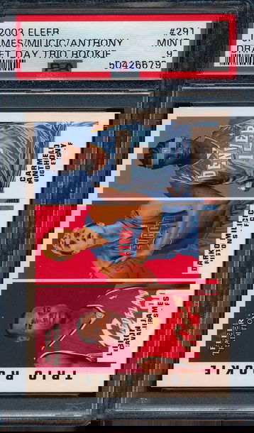 2003 Fleer Lebron James Darko Milicic Carmelo  Anthony Draft Day Trio Rookie PSA 9 Mint