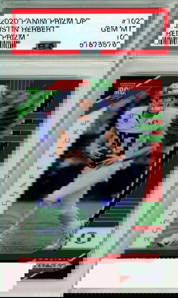 2020 PANINI PRIZM DRAFT PICKS JUSTIN HERBERT #102 RED PRIZM ROOKIE PSA 10 GEM MT