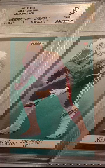 1991 Fleer Keith Sims BGS 8 - 1991 Fleer Baseball on Back