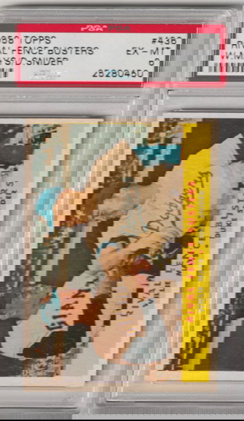 1958 Topps #436 Rival Fence Busters (Willie Mays & Duke Snider) PSA 6