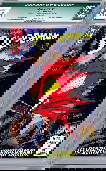 SUPERMAN #75 CGC 9.6 SIGNED & NUMBERED BY SUPERMAN CREATOR JERRY SIEGEL COA 1993