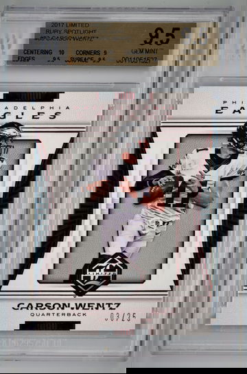 2017 Limited Ruby Spotlight /25 Carson Wentz BGS 9.5 Pop 1!!