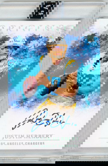 Justin Herbert #'d 1/1 2020 Panini Origins One of One Black Box On Card Auto RC Chargers Rookie