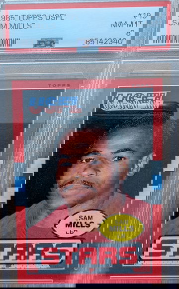 1985 Topps USFL Sam Mills HoF RC PSA 8