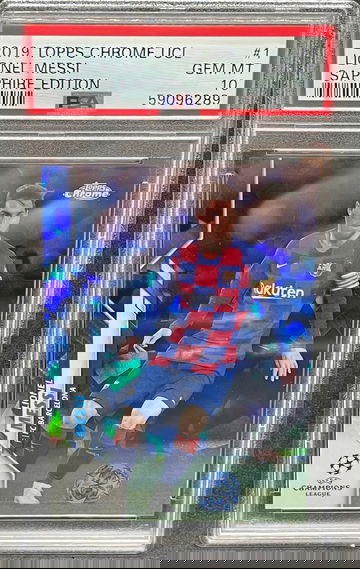 2019 Topps Chrome UCL Lionel Messi Sapphire Edition PSA 10