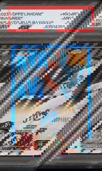 2023 Topps Chrome Rookie Auto Jonah Bride #RAJBR RC Blue Raywave /150 PSA 9