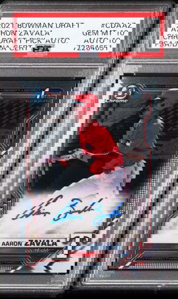 AARON ZAVALA 2021 Bowman Chrome Prospect 1st Bowman Auto PSA 10 Auto 10 Gem Mint Pop 2