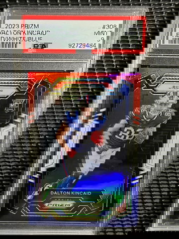 2023 Panini Prizm Dalton Kincaid Red White Blue Rookie PSA 9 Color Match