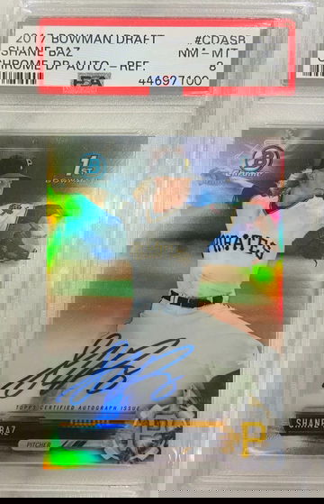 2017 Bowman Draft Refractor Auto Shane Baz /499 PSA 8 1st