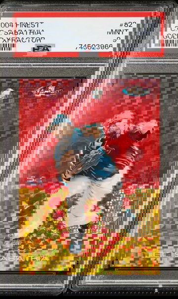 2004 Topps Finest CC Sabathia Gold XFractor #/129 #82 PSA 9 [BL-1C.8]