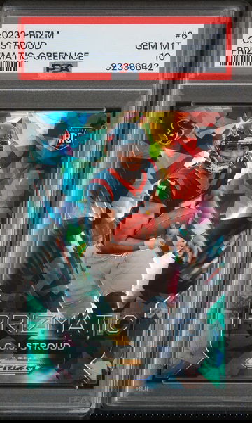 2023 PANINI CJ STROUD PRIZM PRIZMATIC PRIZMATIC-GREEN ICE #6 PSA 10 10 FT.A1.32