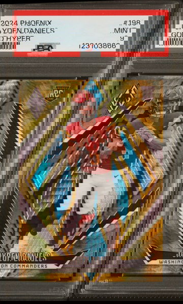 2024 Panini Phoenix Gold Hyper Jayden Daniels #198 /10 PSA 9