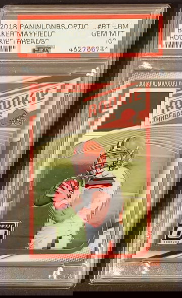 2018 Optic Baker Mayfield Rookie Threads PSA 10