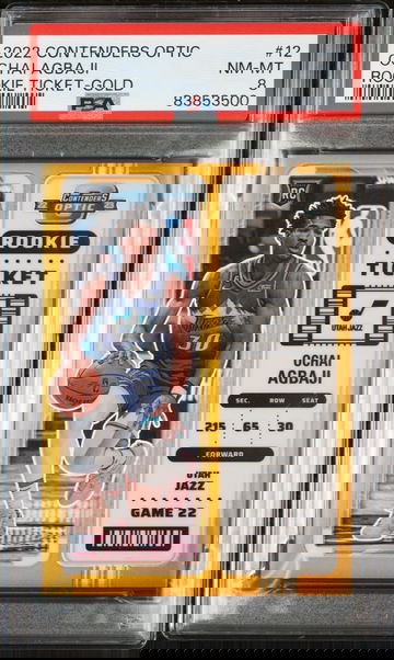 2022 Contenders Optic Ochai Agbaji Rookie Ticket Gold PSA 8