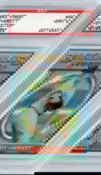 1993 TOPPS FINEST REFRACTOR #46 JIM ABBOTT GRADED PSA 9 MINT