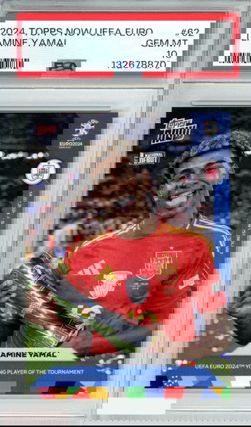 2024 TOPPS NOW UEFA EURO LAMINE YAMAL #62 NATIONAL DEBUT RC PSA 10 GEM MT