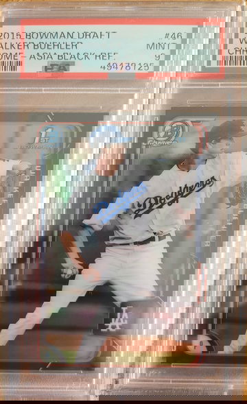 2015 Bowman Draft Chrome Asia Black Refractor Walker Buehler PSA 9