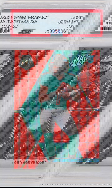 TUA TAGOVAILOA 2020 PANINI MOSAIC ROOKIE RED PRIZM #203 PSA 10 GEM MINT 