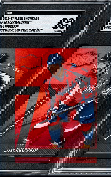 2016-17 Fleer Showcase Metal Universe Alex Ovechkin Precious Metal Gems Red PMG 124/150 SGC 8