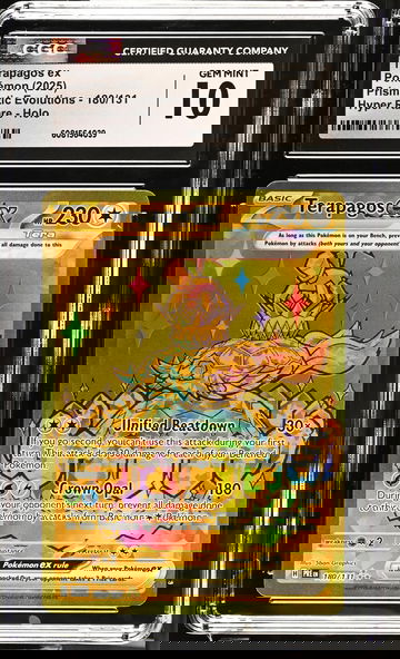 2025 Pokémon Scarlet & Violet Prismatic Evolutions Terapagos #180/131 ex CGC 10