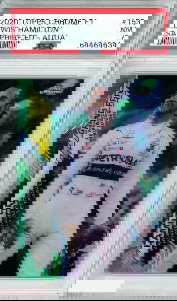 2020 TOPPS CHROME F1 LEWIS HAMILTON#153 SAPPHIRE ED-AQUA 66 OF 99 PSA 7 NM