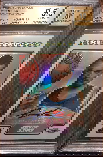 2008-09 Topps Chrome Kevin Love Refractor Rookie Auto /145 BGS 9.5
