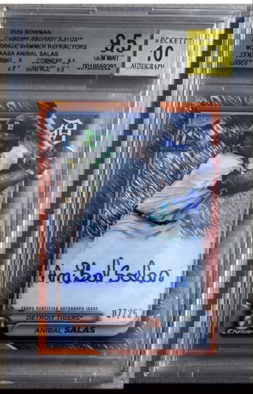 2024 Bowman Chrome Prospects Auto Anibal Salas Orange Shimmer Refractor/25