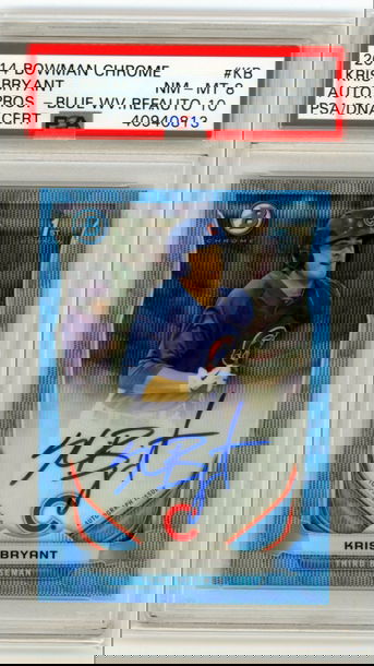 2014 Bowman Chrome #KB Kris Bryant Auto.Pros.-Blue Wave Ref. PSA/DNA 8/10 NM-MT/10 Auto!