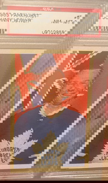 1963 Parkhurst Johnny Bower PSA 8