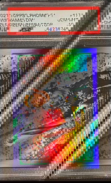 2021 Topps Chrome Lewis Hamilton Purple Green Refractor #171 Formula 1 F1 PSA 10 Mercedes