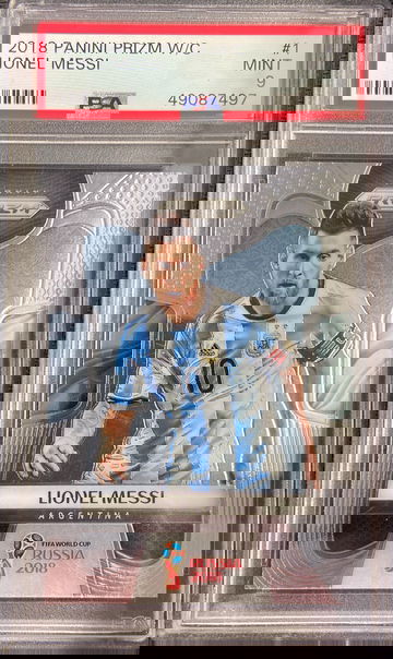 2018 PANINI PRIZM WORLD CUP LIONEL MESSI PSA 9 MINT